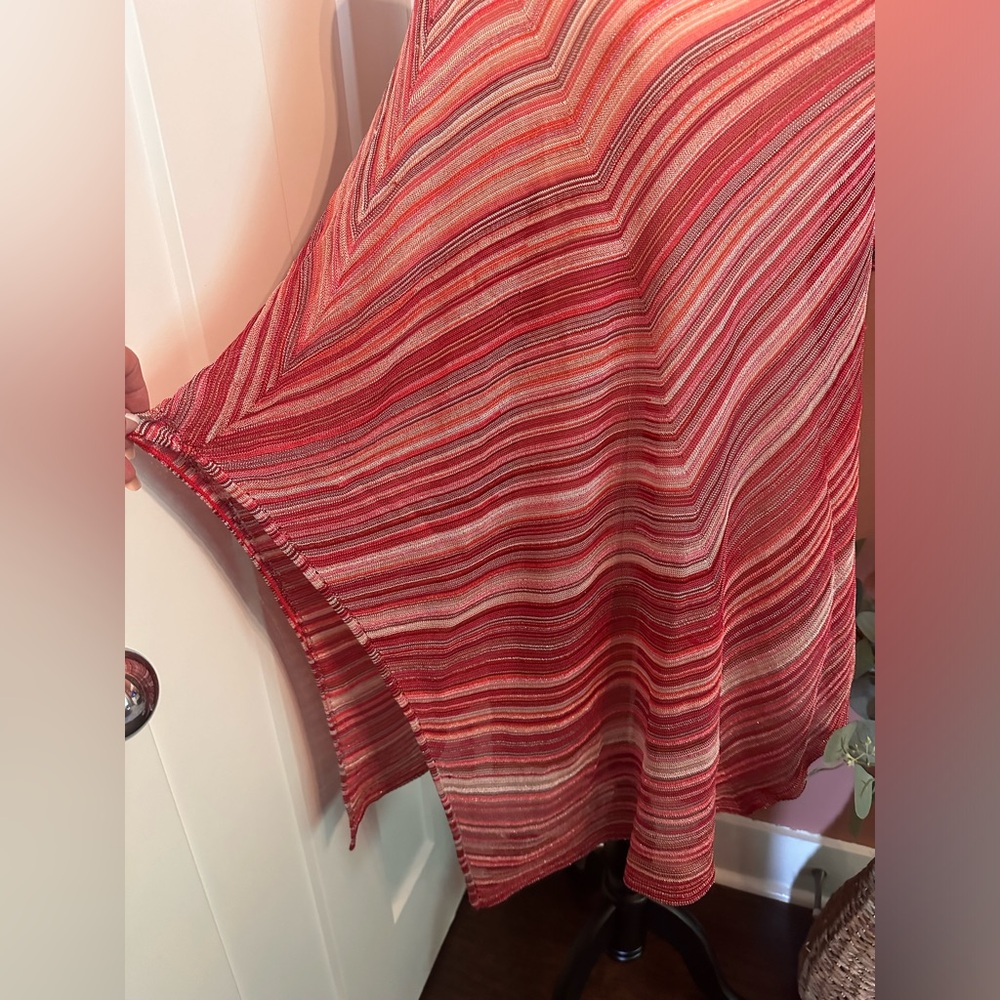 Missoni diagonal striped red silver metallic thread OS asymmetrical cape/shawl - Picture 4 of 13